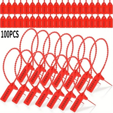 Red Plastic Tamper Seals with Numbered Tags